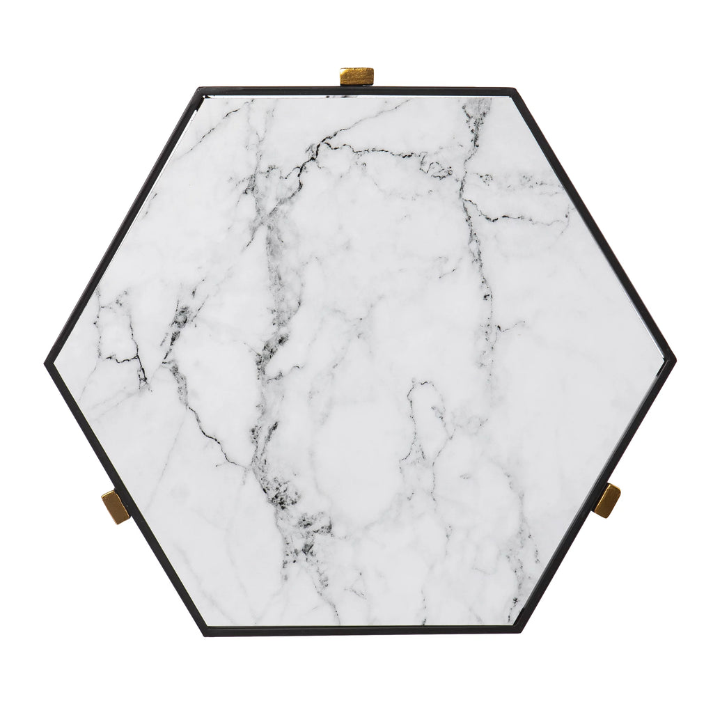 Black Faux Marble Nesting Table Set E169