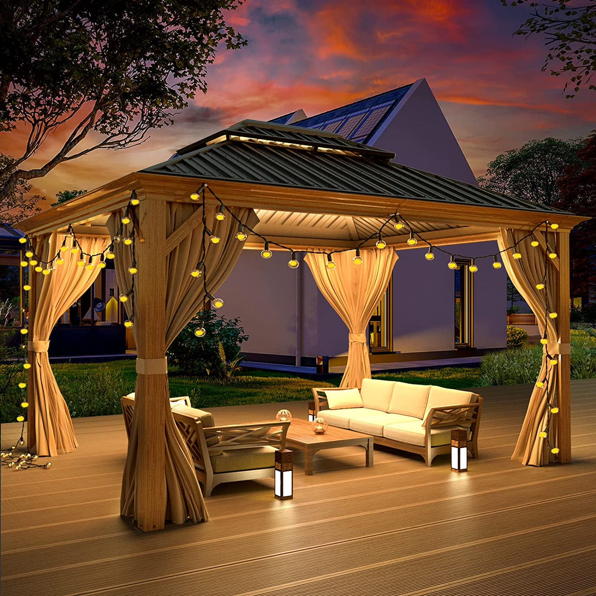 10' x 12' Hardtop Gazebo with Galvanized Steel Double Roof H150445