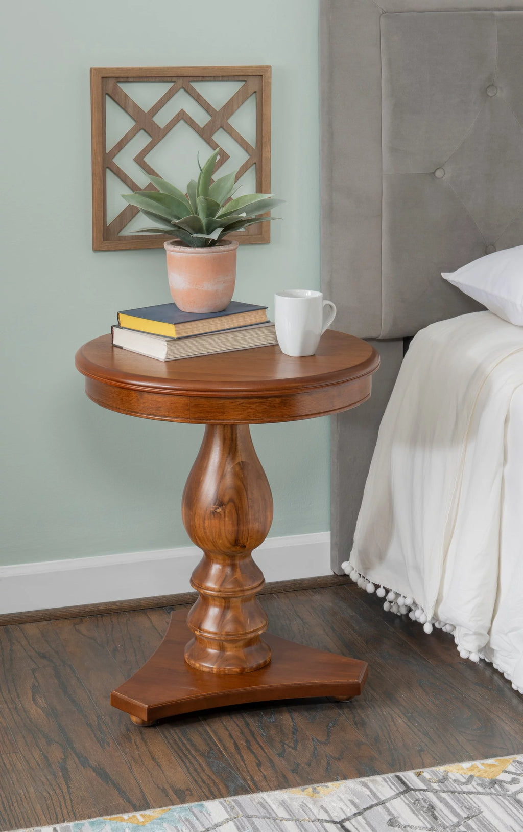 Brown Pedestal Side Table J767642