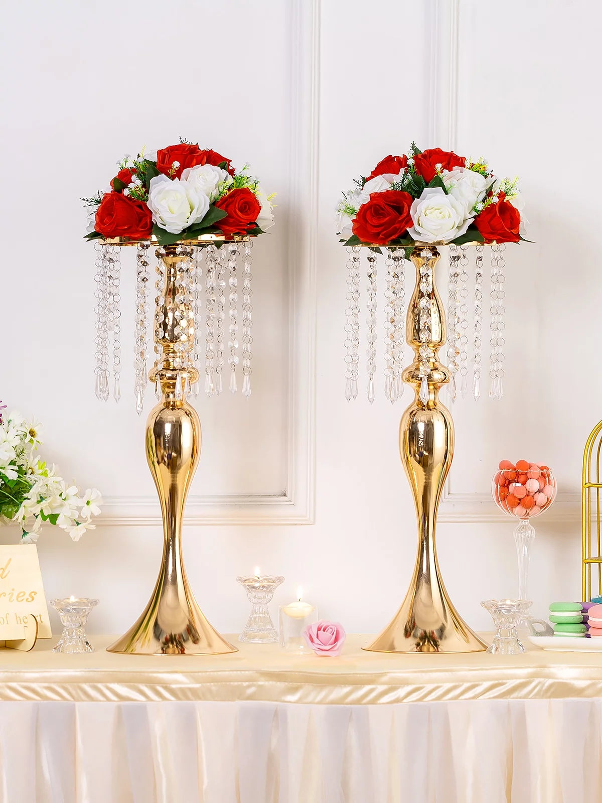 10 Pcs 21.3 Inches Tall Crystal Metal Vase I8102