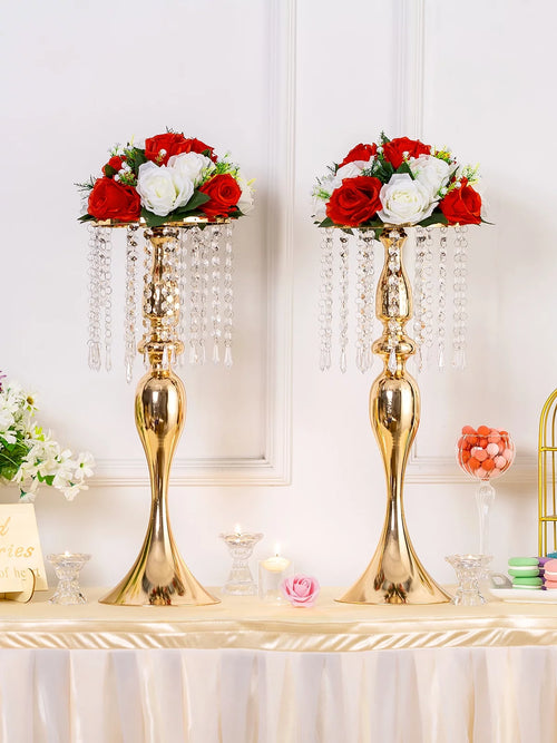 10 Pcs 21.3 Inches Tall Crystal Metal Vase I8102