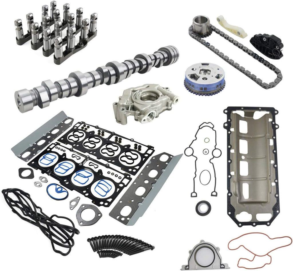 VVT Lifters Camshaft Kit Head Gasket Water Oil Pump Set for 2009-2015 Dodge Ram 1500 5.7L V8 HEMI L644