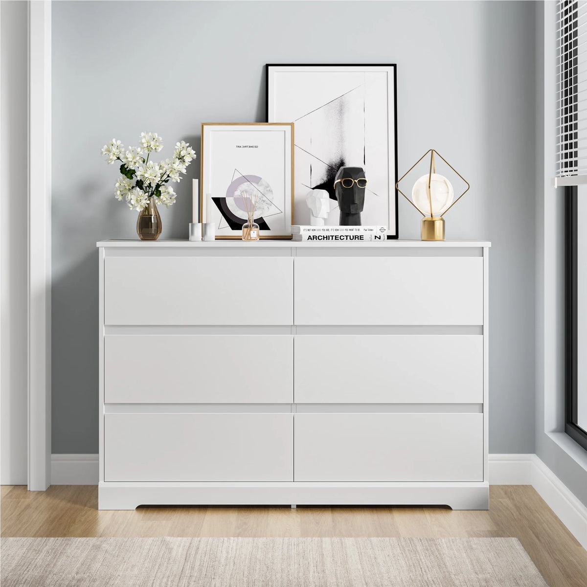 White 6 Drawer Wood Dresser K492993