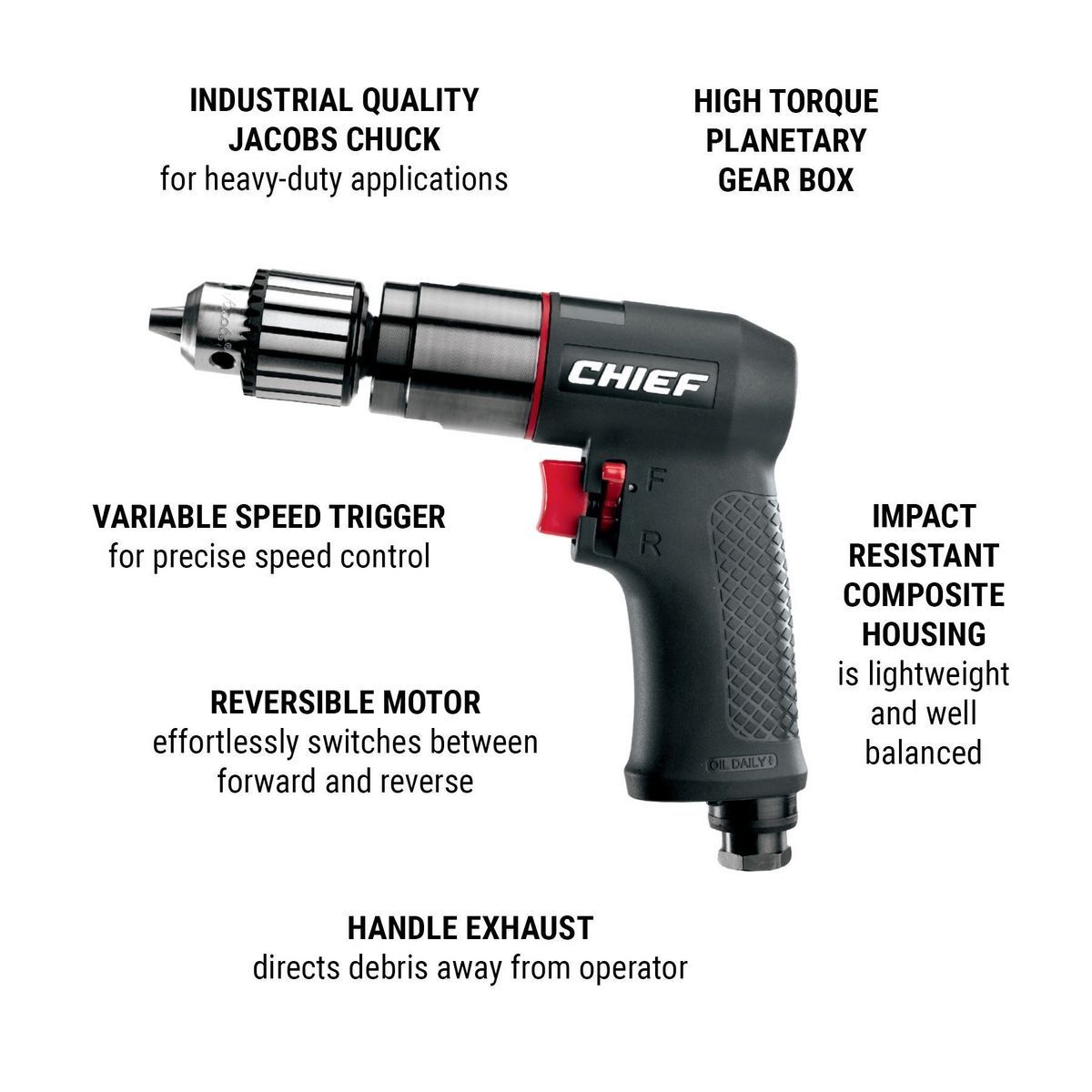 3/8 in. Reversible Air Drill O177108