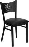 Black Metal Restaurant Chair with Cherry Wood Seat L220