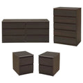 4 Piece Bedroom Set with Dresser, Chest and 2 Nightstands in Coffee O602