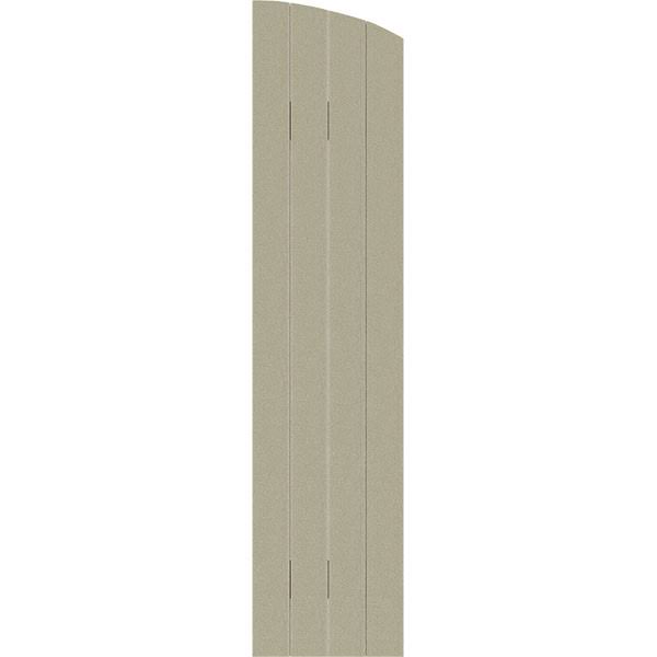 Rustic Faux Wood Shutters with Elliptical Arch Top L9717