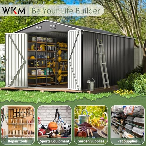 8x8 FT Metal Outdoor Storage Shed with Lockable Doors S238099