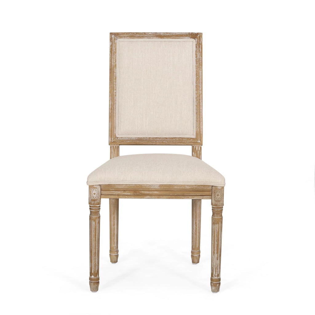 Beige Fabric Upholstered Dining Chairs Set of 2 J622