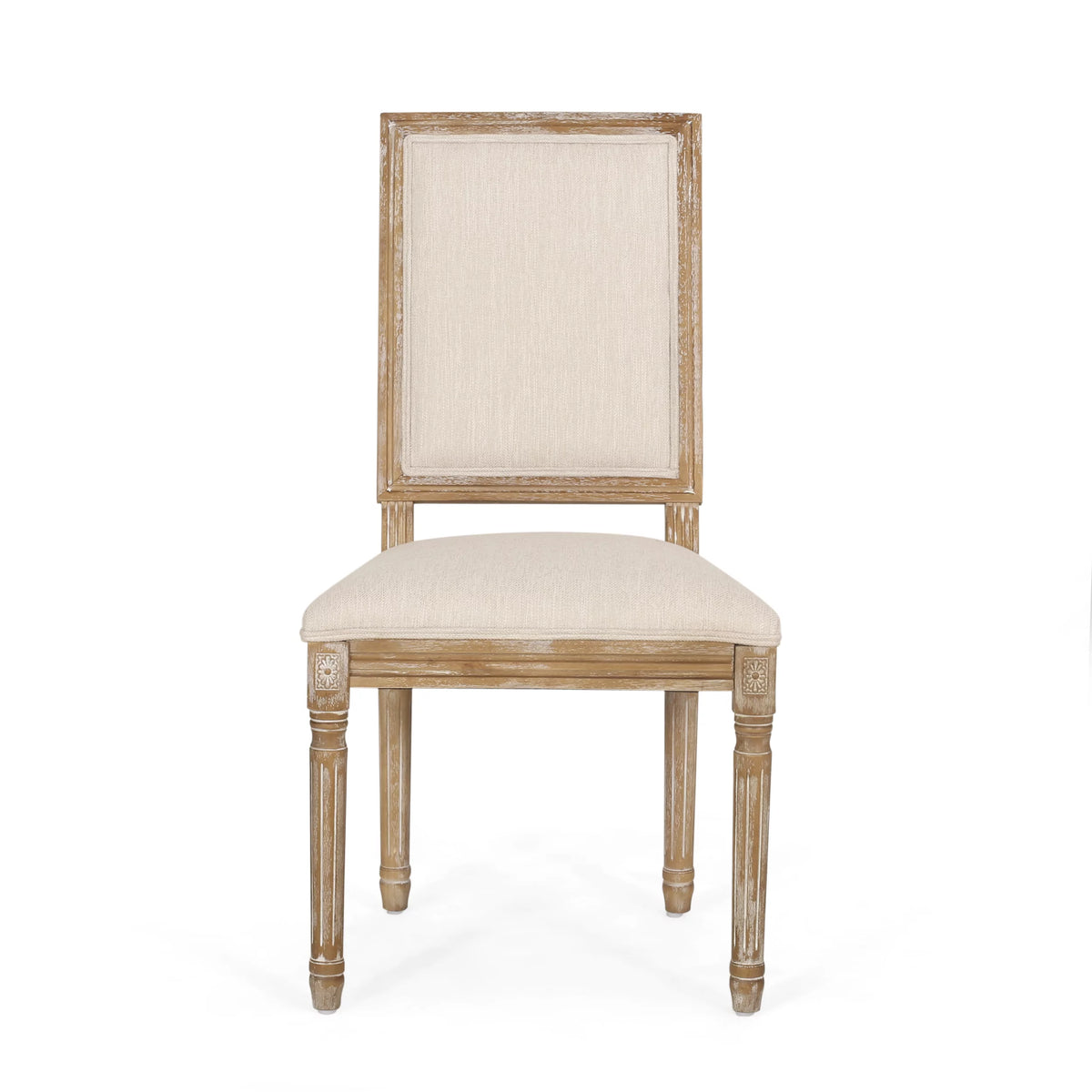Beige Fabric Upholstered Dining Chairs Set of 2 J622