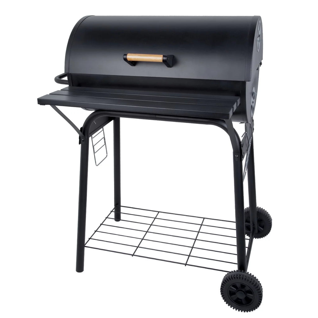Portable Barrel Charcoal BBQ Grill with Front Shelf C363472