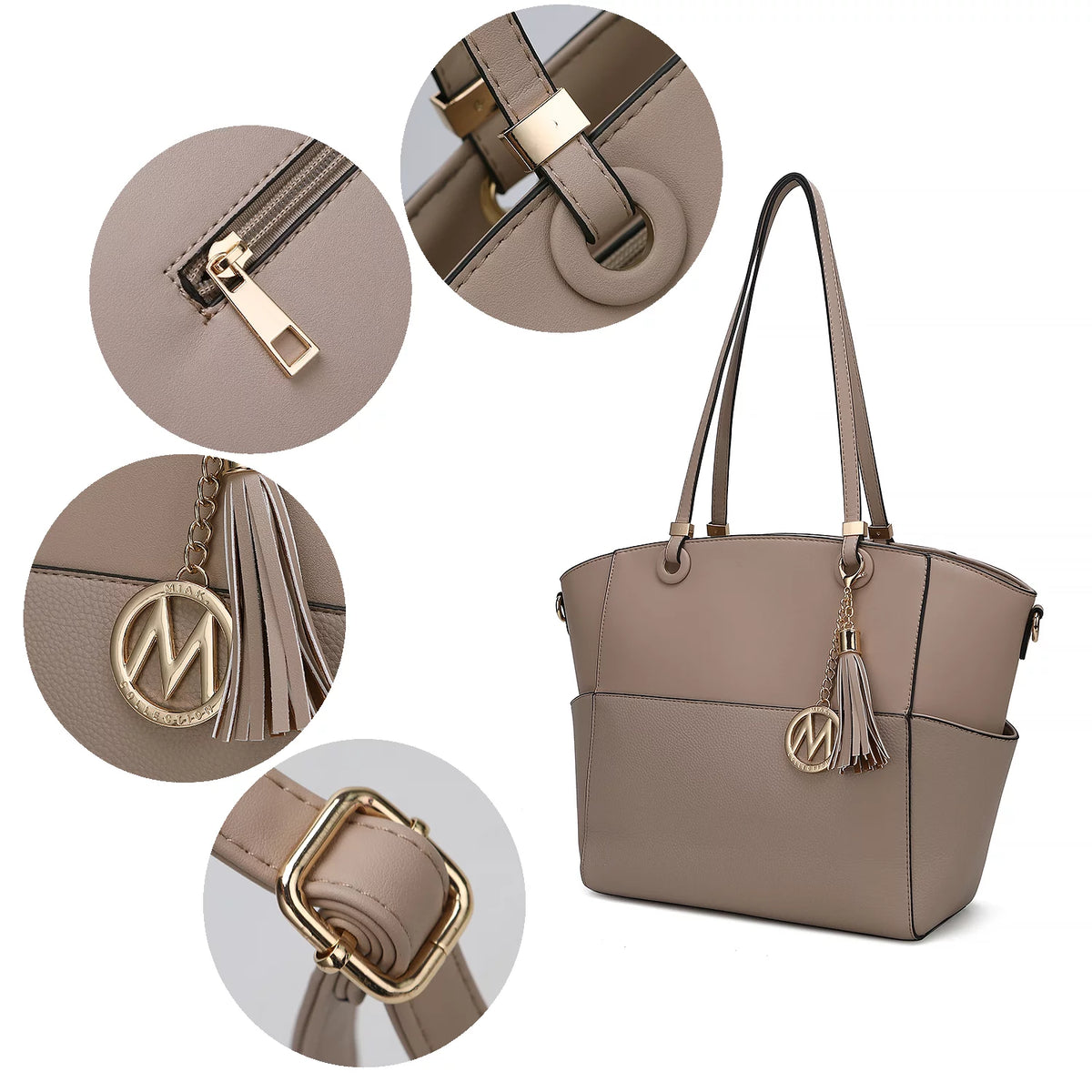 Vegan Leather Womens Tote Bag with Wallet J174