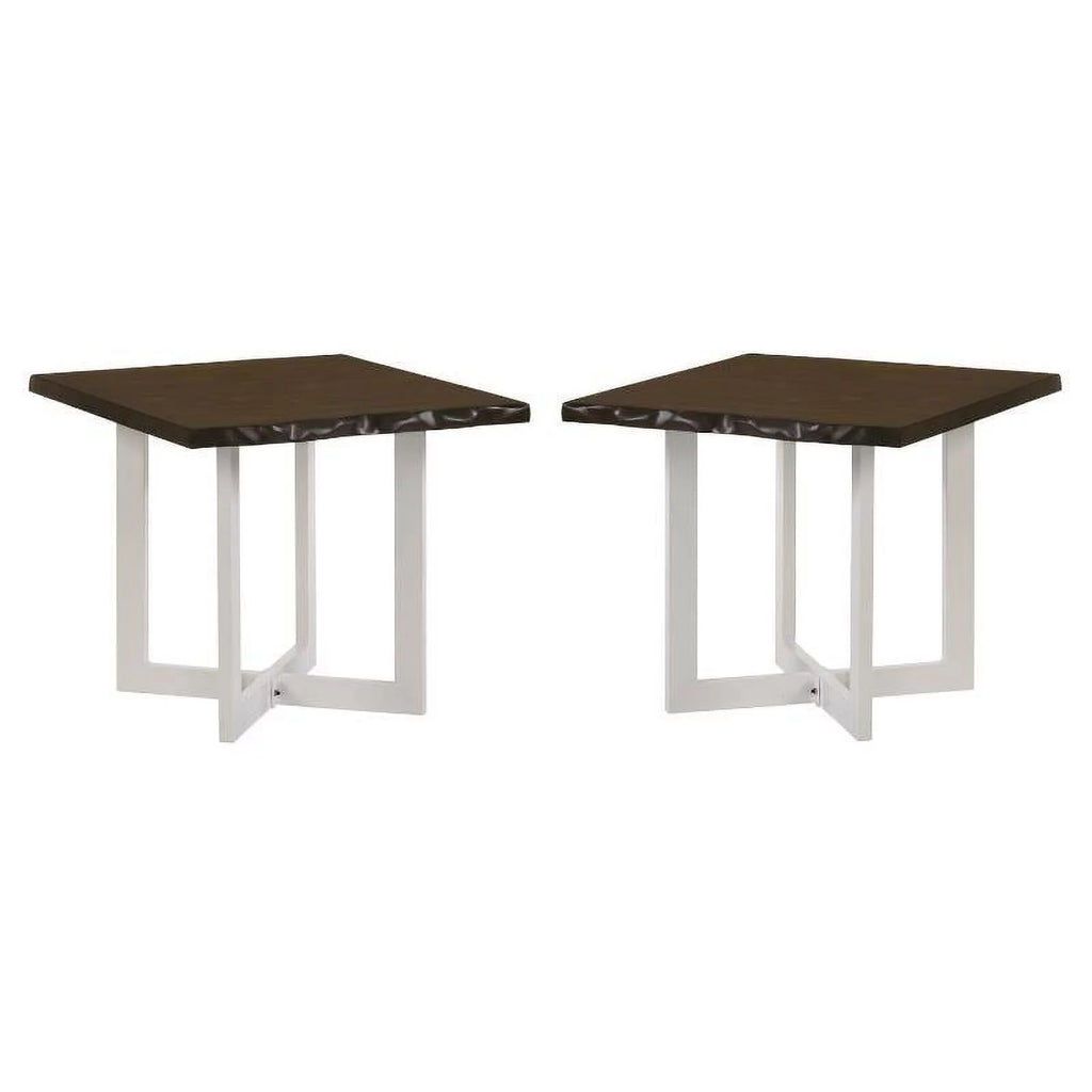 Oak and White Wood End Table Set of 2 H33417