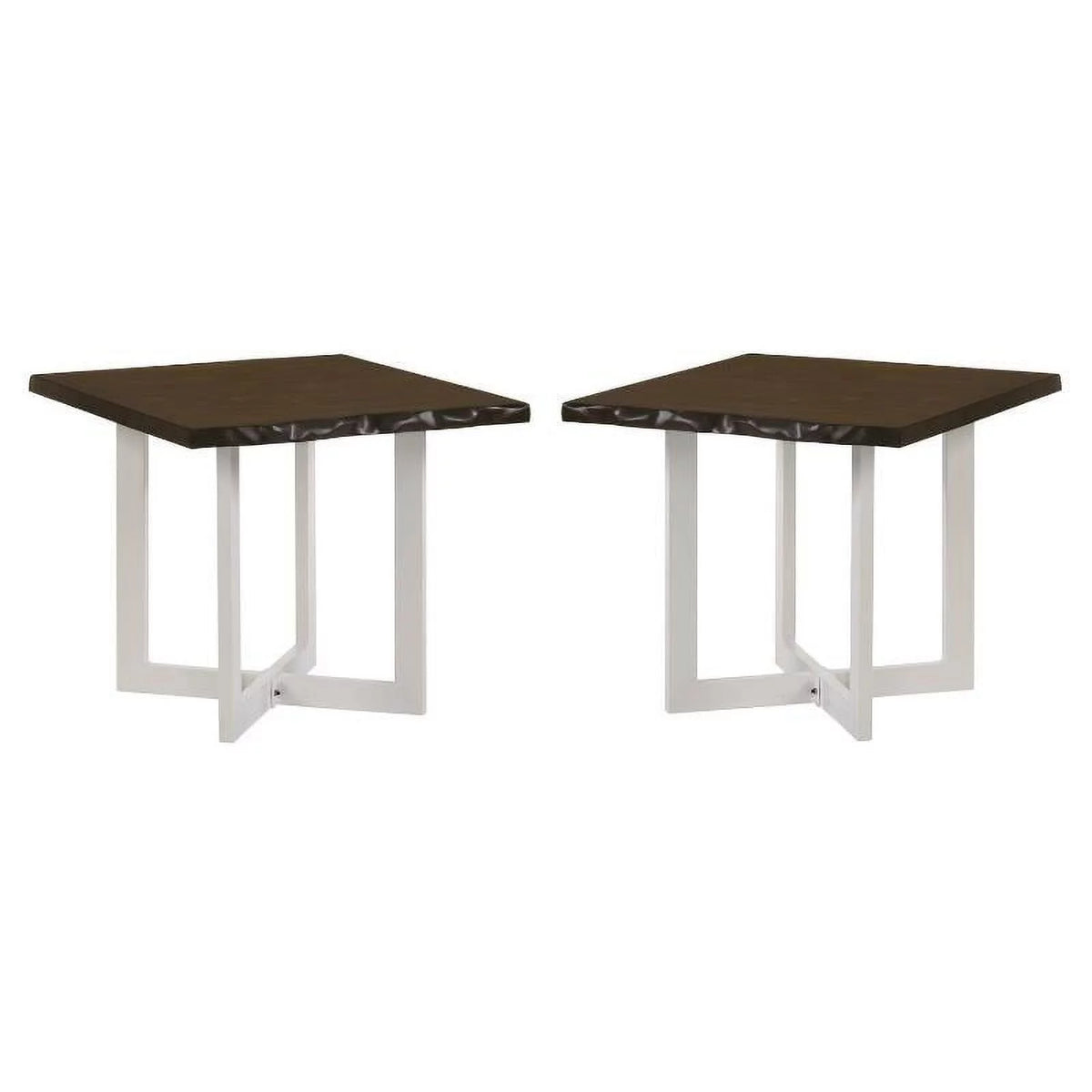 Oak and White Wood End Table Set of 2 H33417