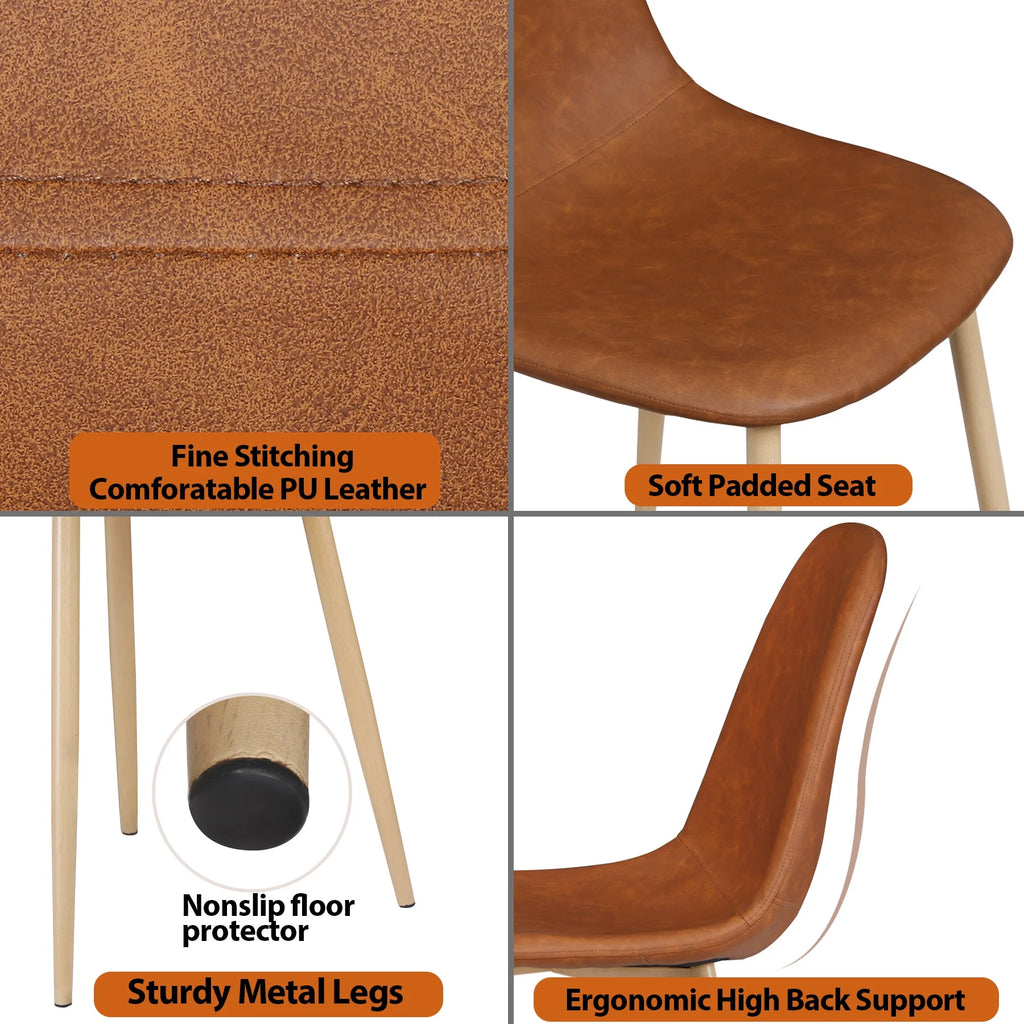 Set of 2 Brown PU Cushion Dining Chair G7673