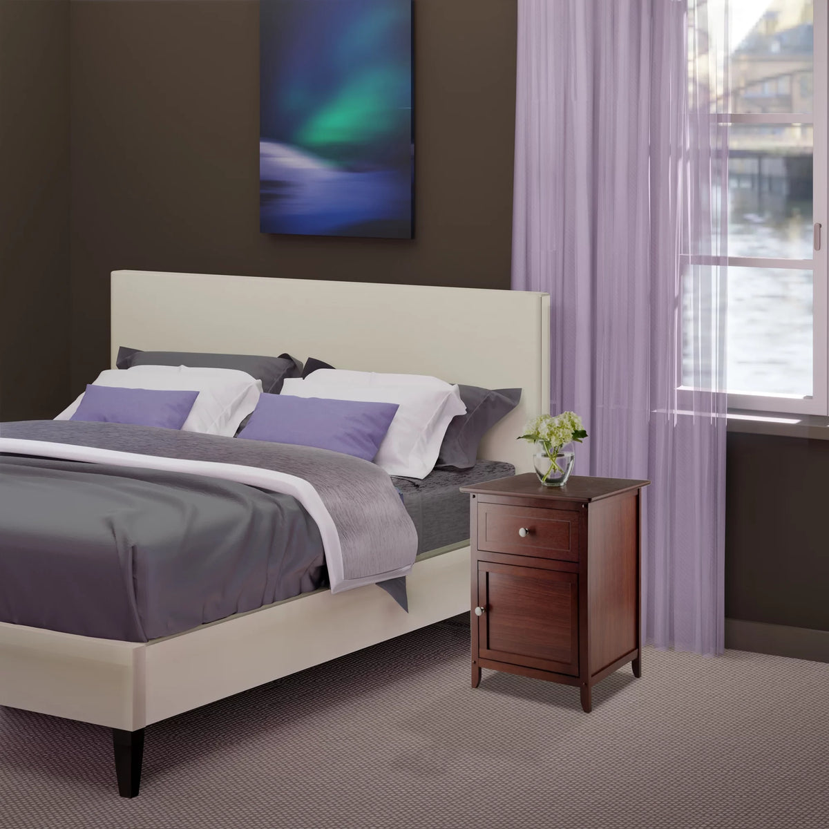 Walnut Finish Accent Table Nightstand W90307