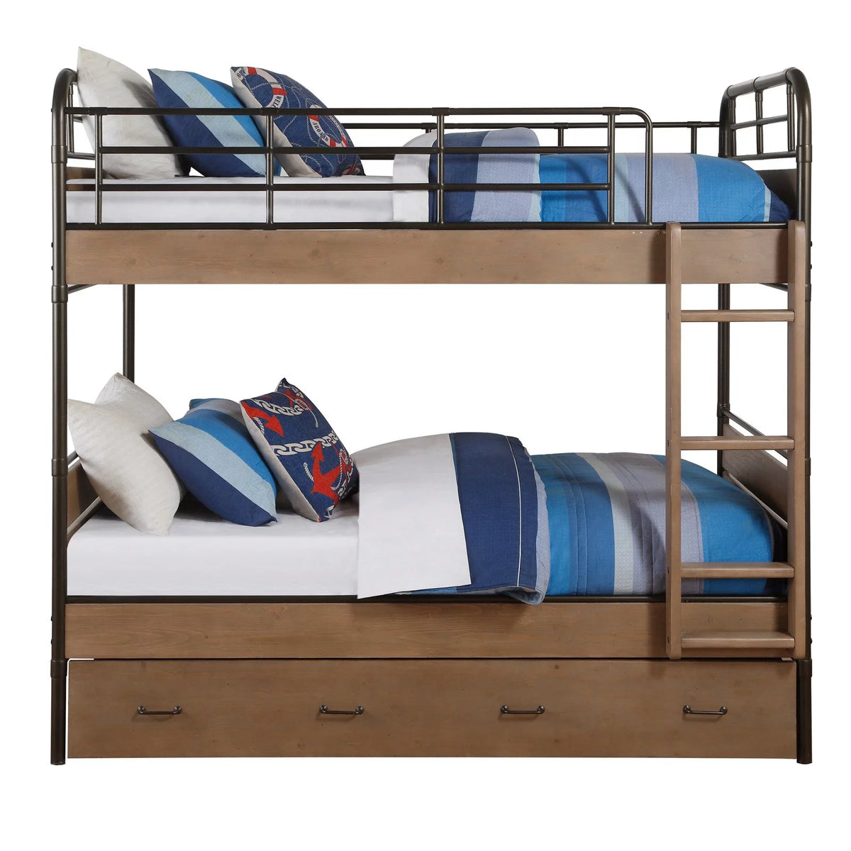 Twin Over Twin Bunk Bed with Trundle P9366