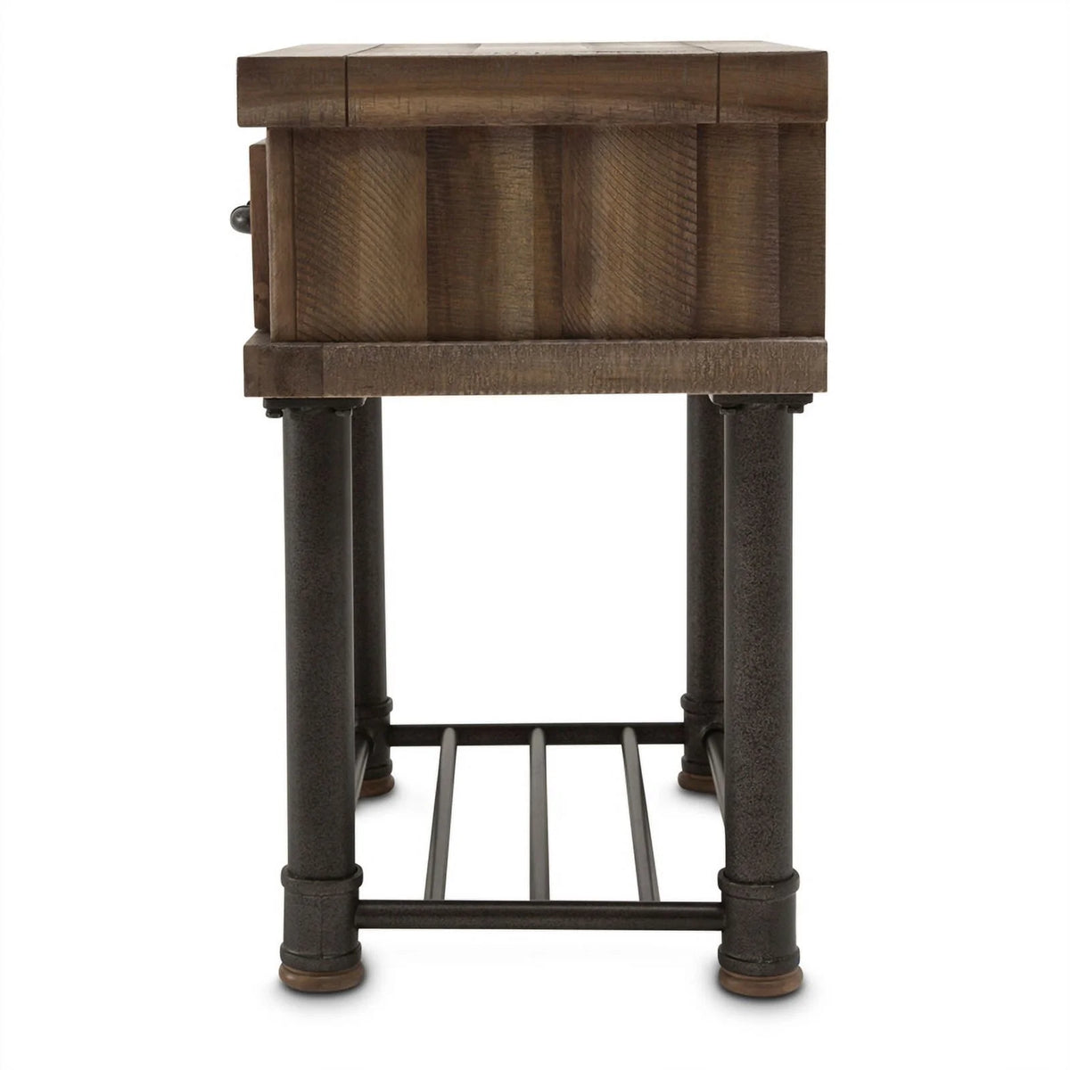 Wood & Metal Side Table with Drawer in Barn Brown S54579