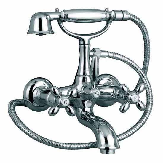 Brushed Nickel Wall Mounted Tub Faucet with Hand Shower Y11954
