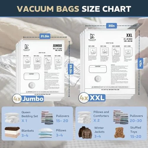 8 Pack XXL Jumbo Vacuum Storage Bags J3331