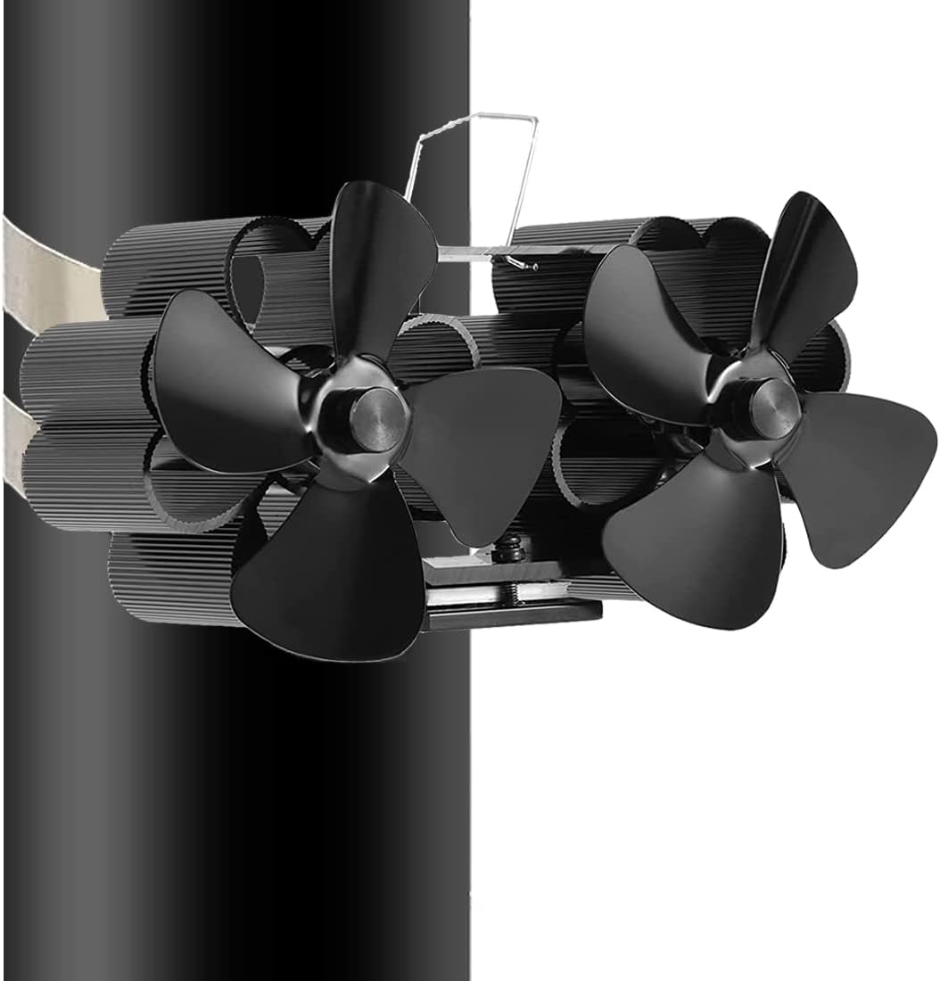 Heat Powered 8 Blade Wood Stove Fan, Black, Pack of 2 D541249