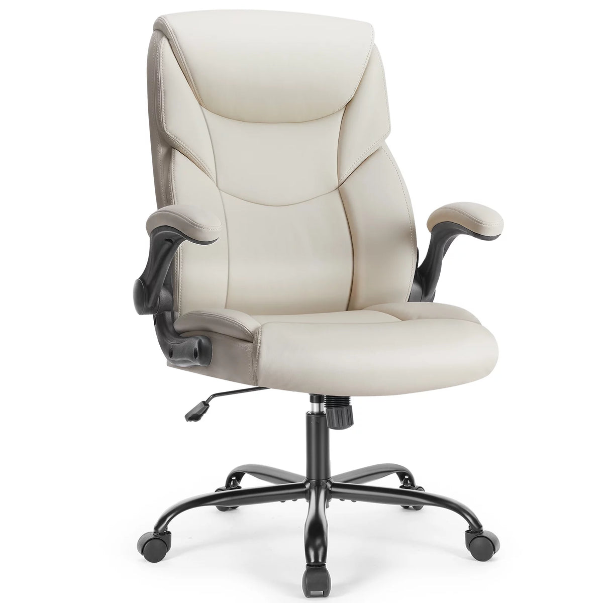 White Ergonomic Executive Desk Chair with Lumbar Support U59312