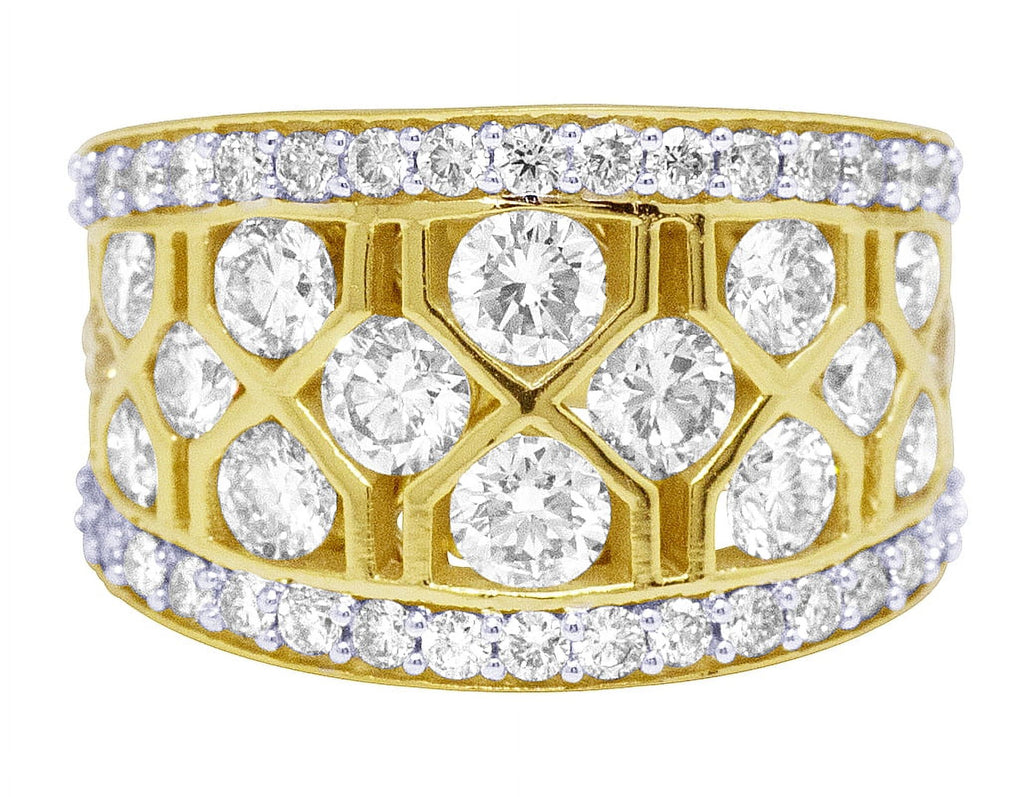 Geometric Mesh Diamond Band Ring Q518