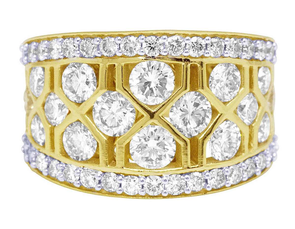 Geometric Mesh Diamond Band Ring Q518