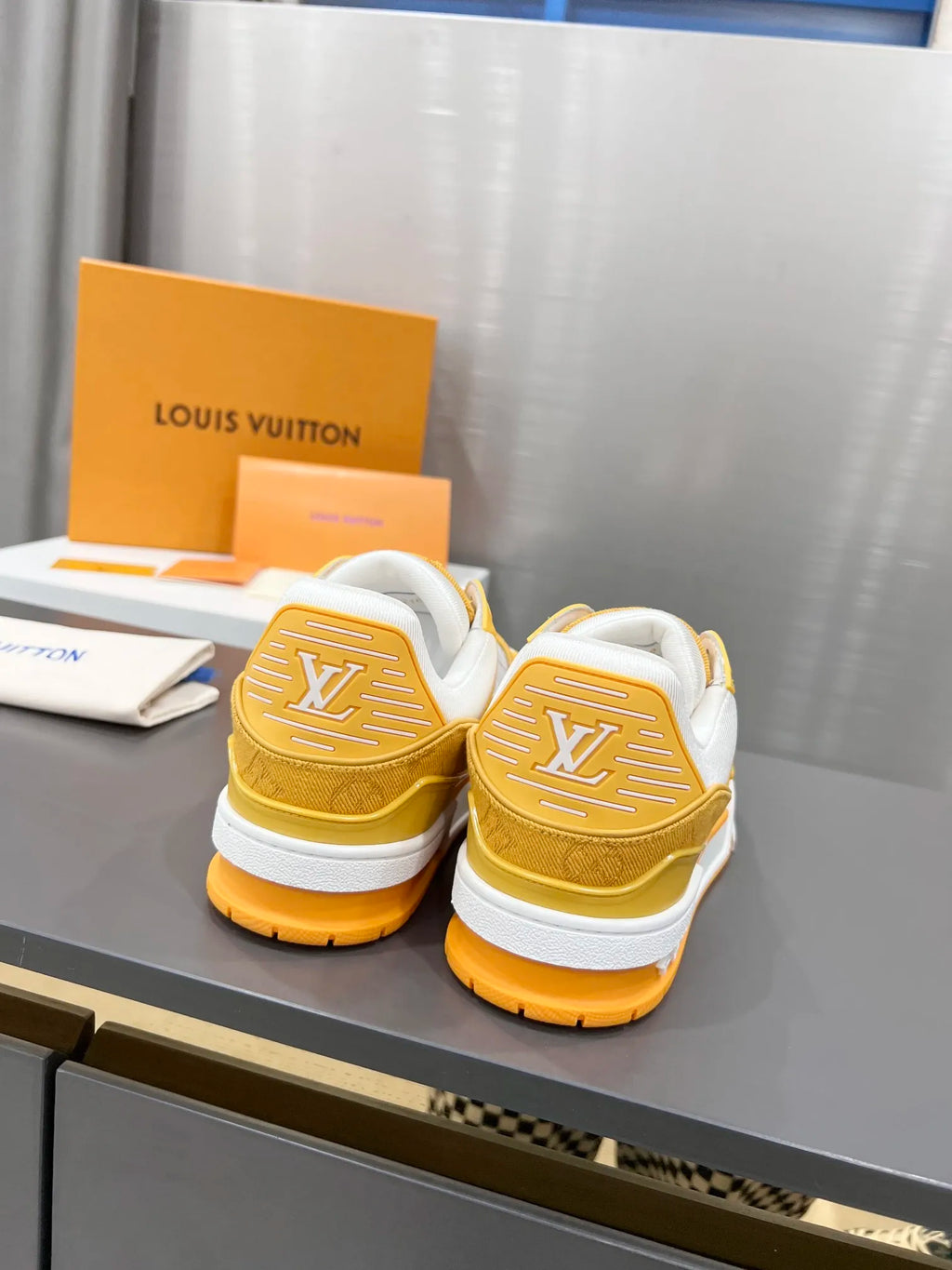 Yellow Leather Low Trainers R524