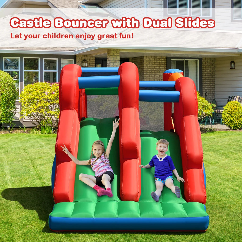 Inflatable Bounce House 3-in-1 Dual Slides Jumping Castle with Blower C699497