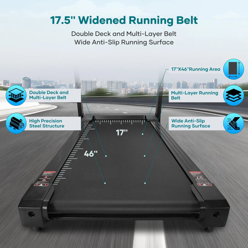 17 Wide Electric Folding Treadmill with Auto Incline S2019