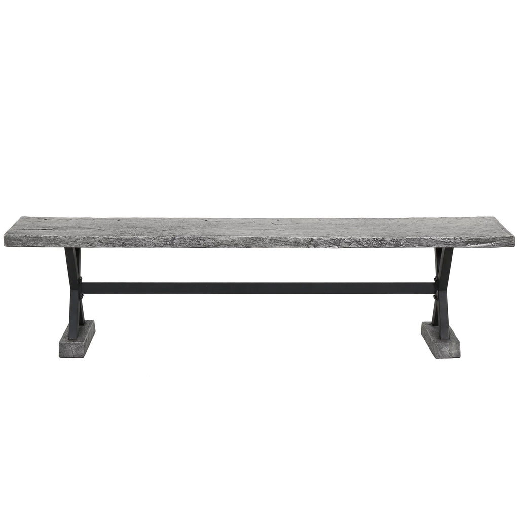 Grey Concrete and Steel Dining Bench L4567