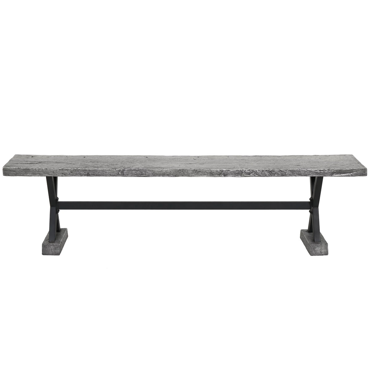 Grey Concrete and Steel Dining Bench L4567
