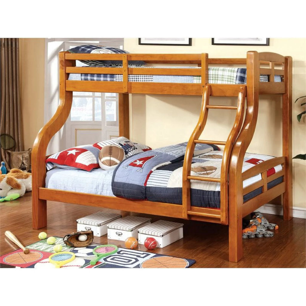 Oak Wood Twin over Full Bunk Bed D224
