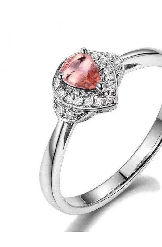 Pear Cut 1.25 Carat Morganite and Diamond Engagement Ring in 14k White Gold X968632