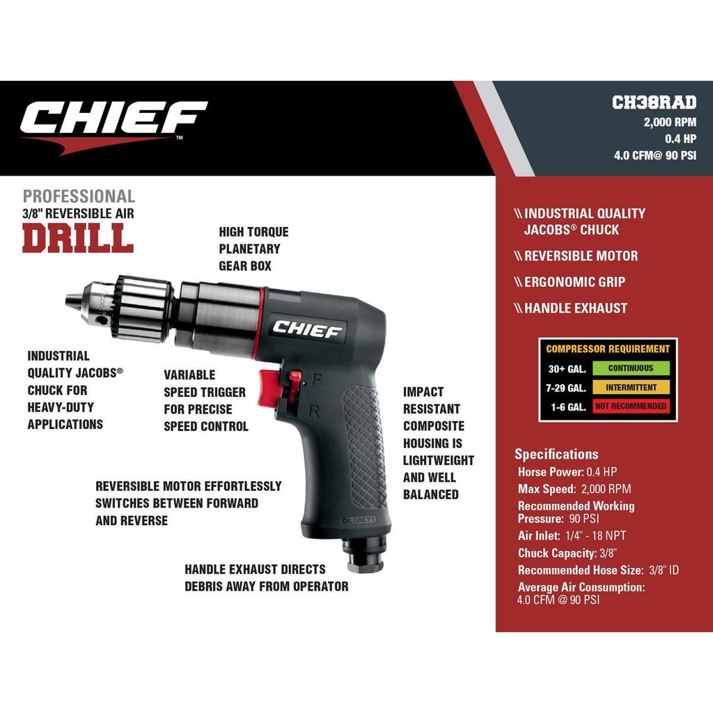 3/8 in. Reversible Air Drill O177108