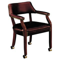 Guest Arm Chair with Casters, Mahogany/Oxblood Vinyl B36946