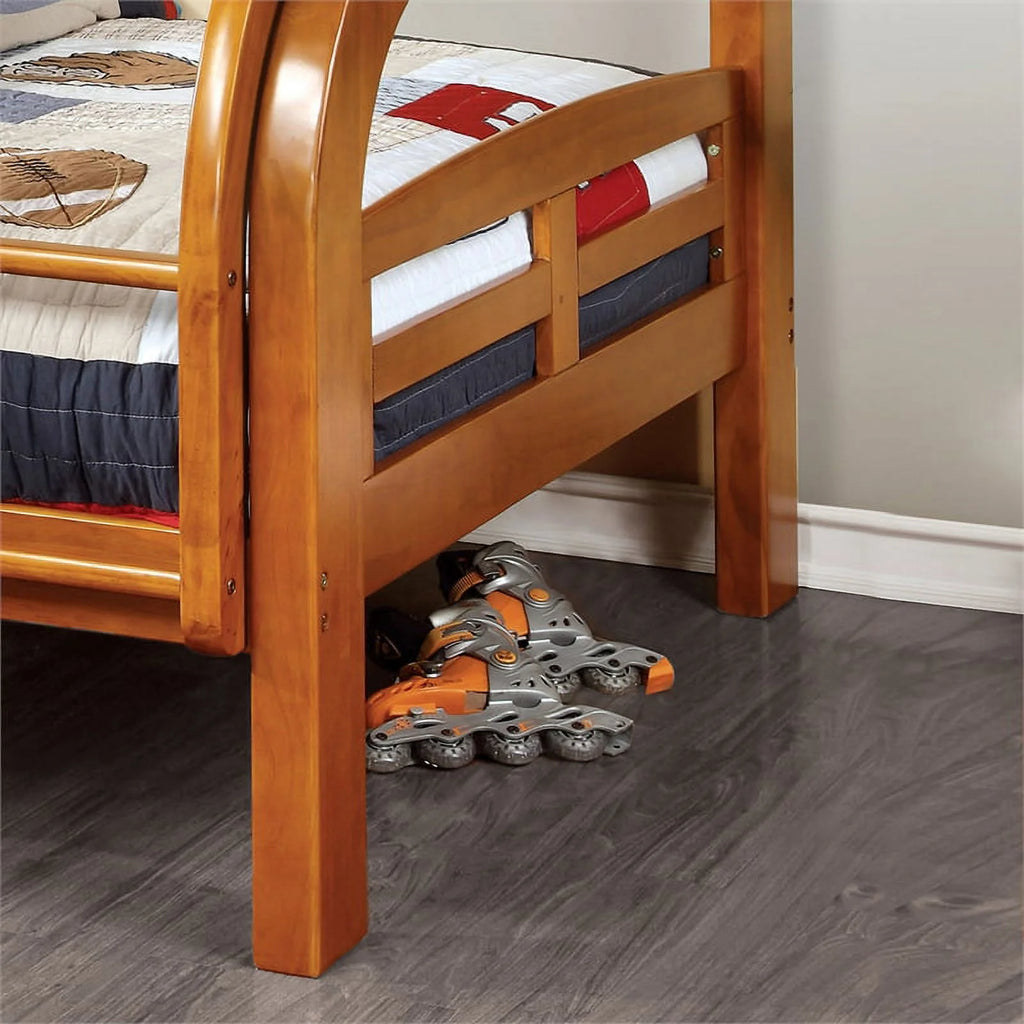 Oak Wood Twin over Full Bunk Bed D224