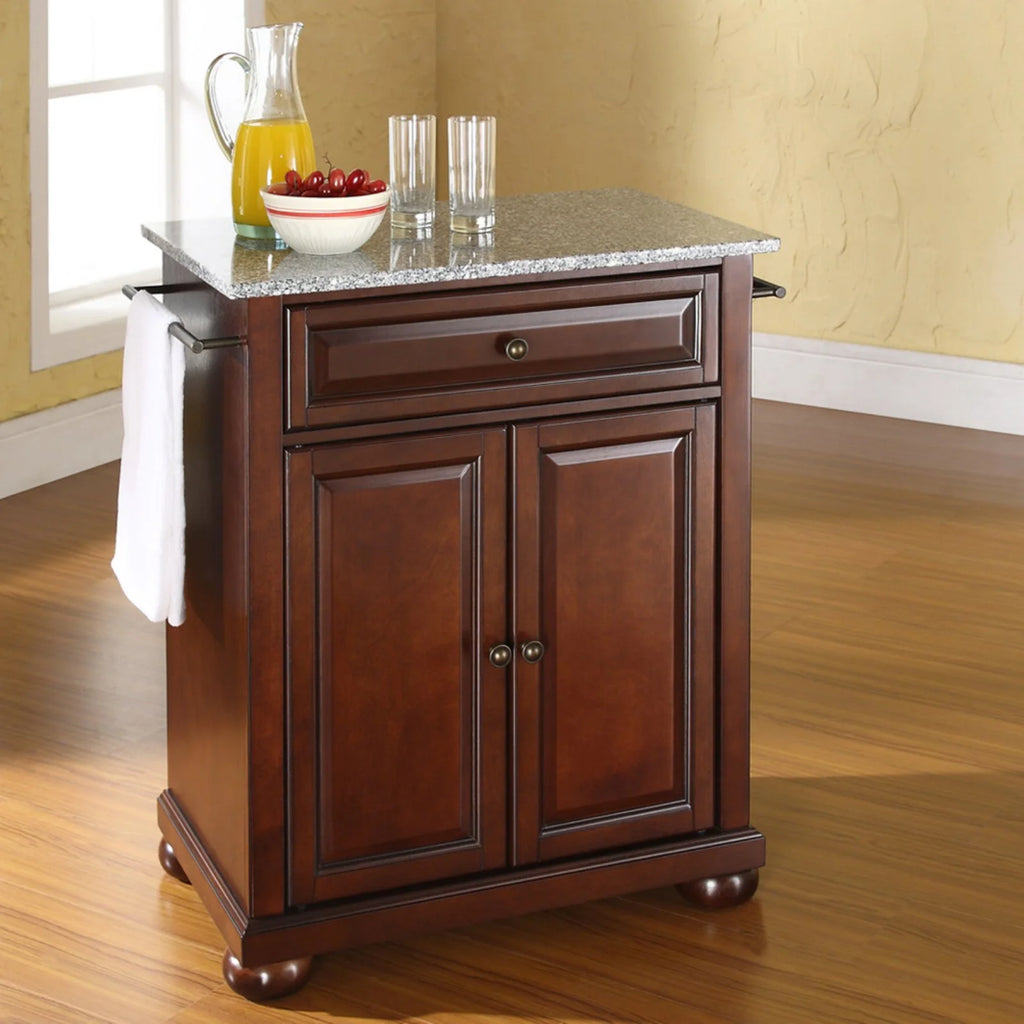 White/Gray Wood Portable Kitchen Island T638