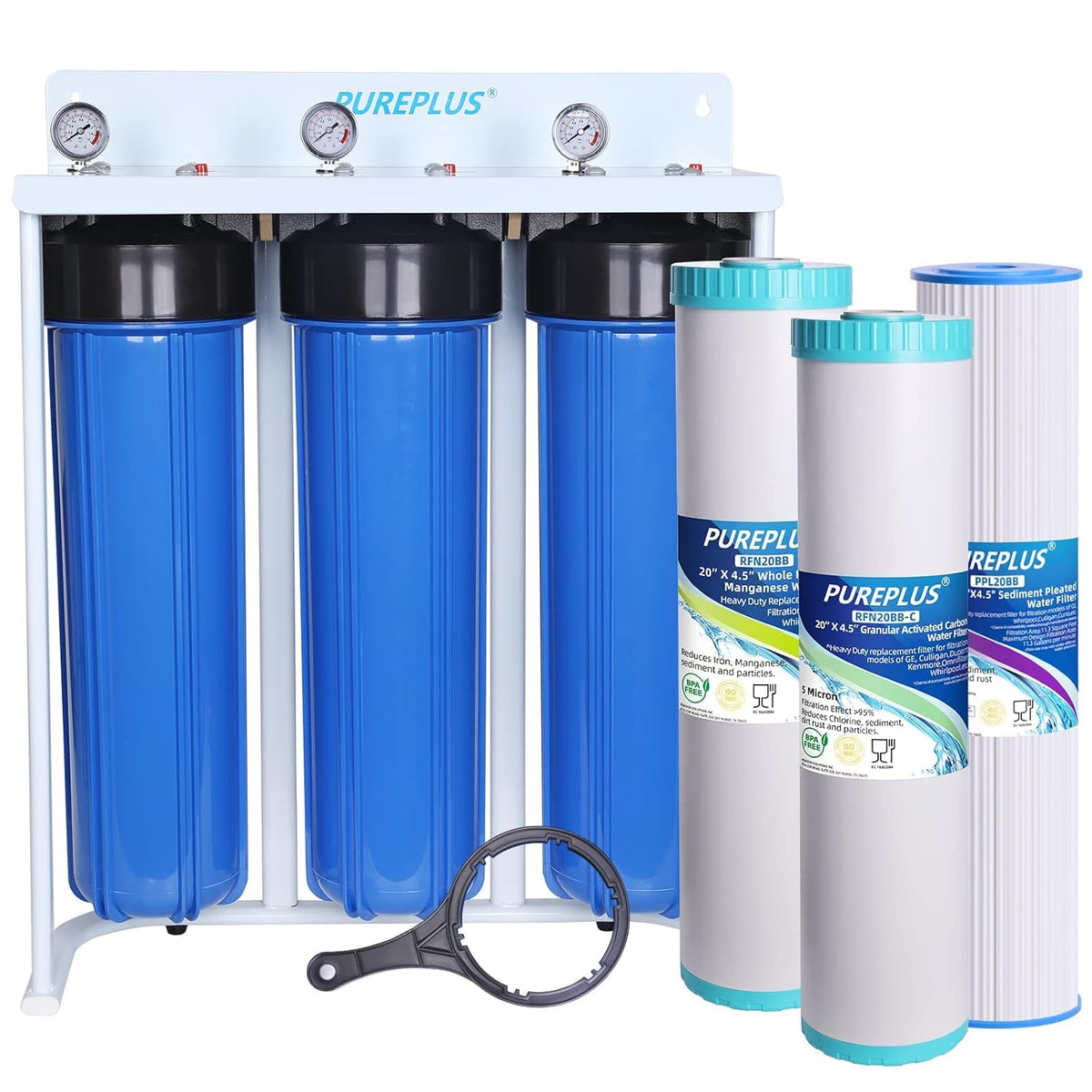 3 Stage 20 Whole House Water Filtration System, Pack of 2 K7995