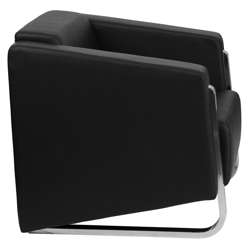 Black Leather Chair with Stainless Steel Frame N223