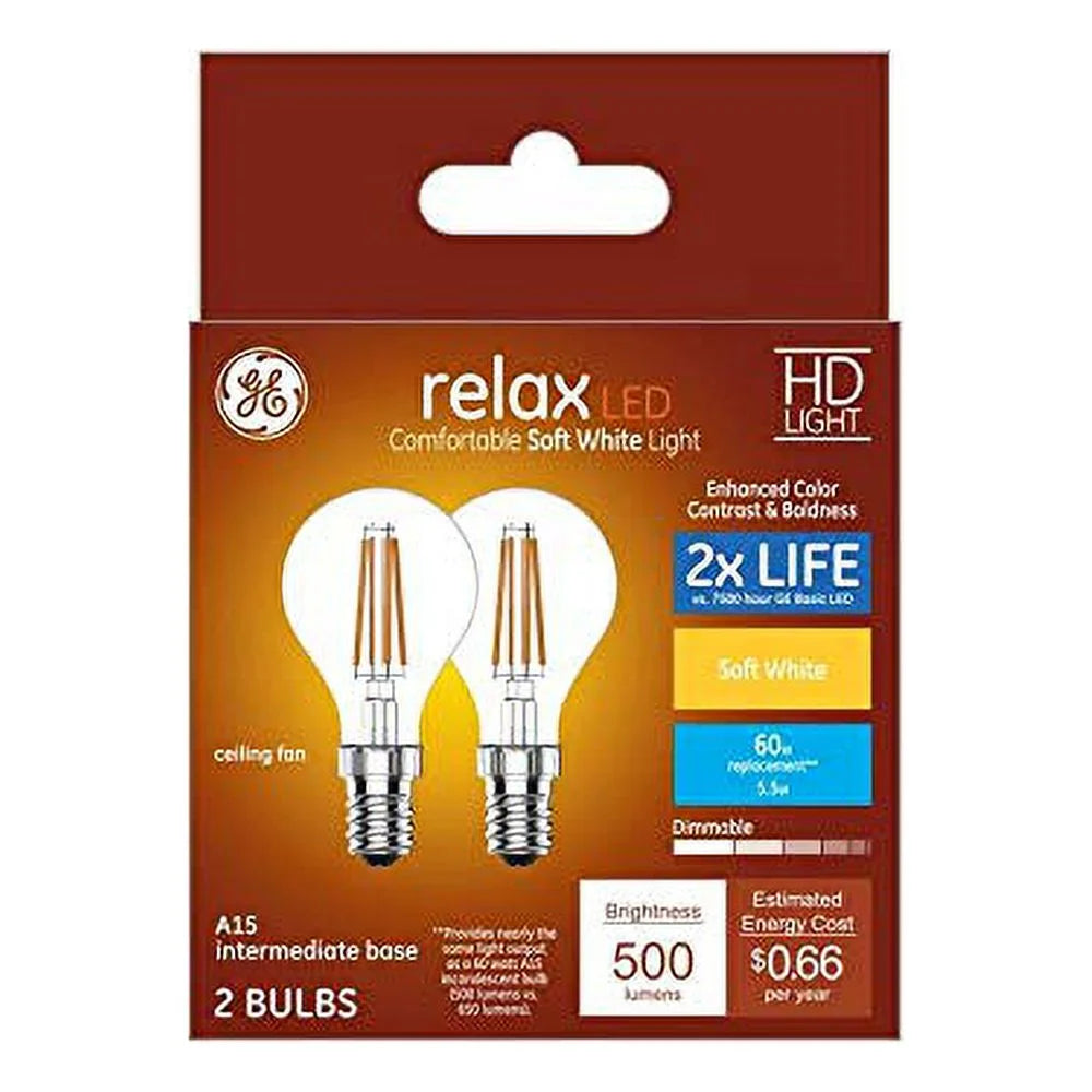 2-Pack 60 W Equivalent Dimmable Soft White A15 LED Light Bulbs Candelabra Z967806