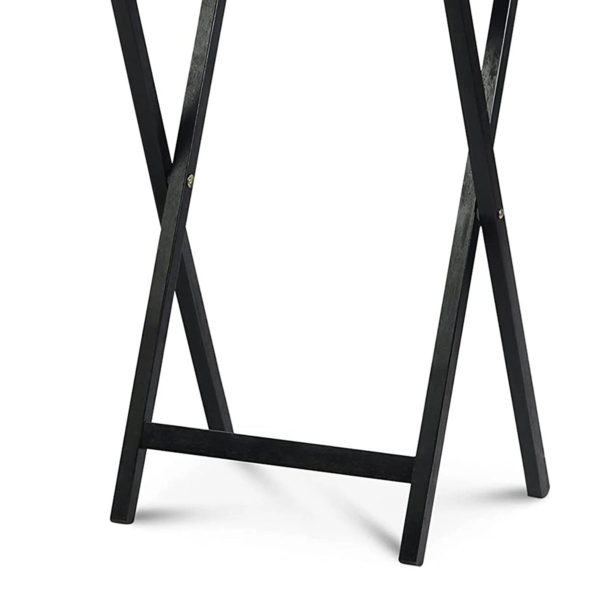 Black 5 Piece Set Folding TV Tray Tables with Storage Rack R744