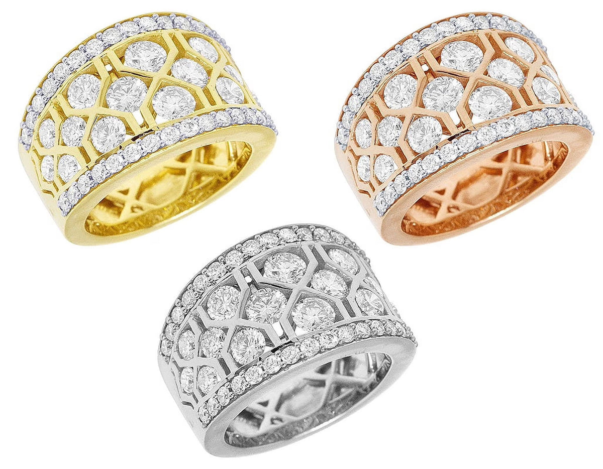 Geometric Mesh Diamond Band Ring Q518