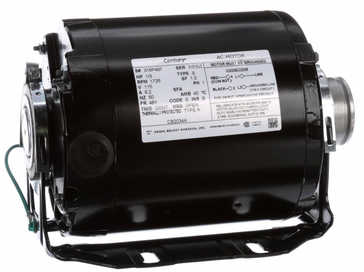 Carbonator Pump Motor 1725 RPM 115 Volts 1/3 HP K2152