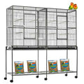 Large Double Flight Bird Breeder Cage with Center Divider and Rolling Stand Q17987