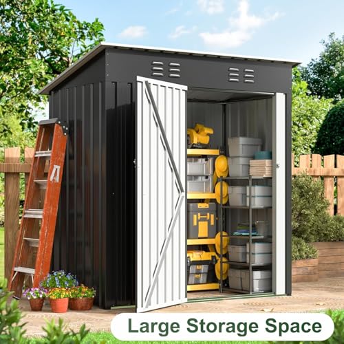 8x8 FT Metal Outdoor Storage Shed with Lockable Doors S238099