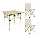Camping Folding Table Chairs Set Steel Camp Table with 2 Stools Oxford Mat Chair P6049