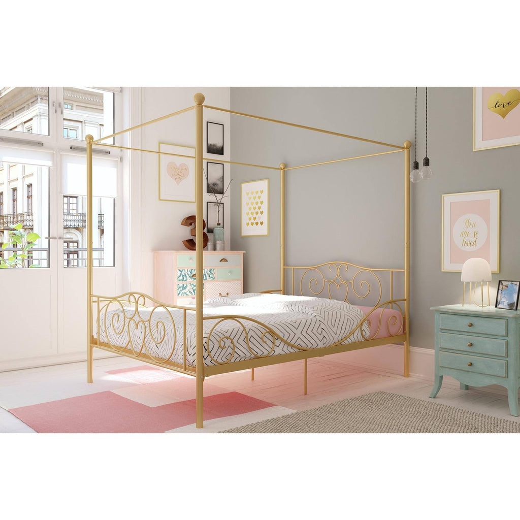 Gold Full Size Metal Canopy Bed Frame A34520