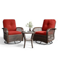 3 Pieces Wicker Patio Furniture Set with Swivel Rocker Chairs and Table F204164